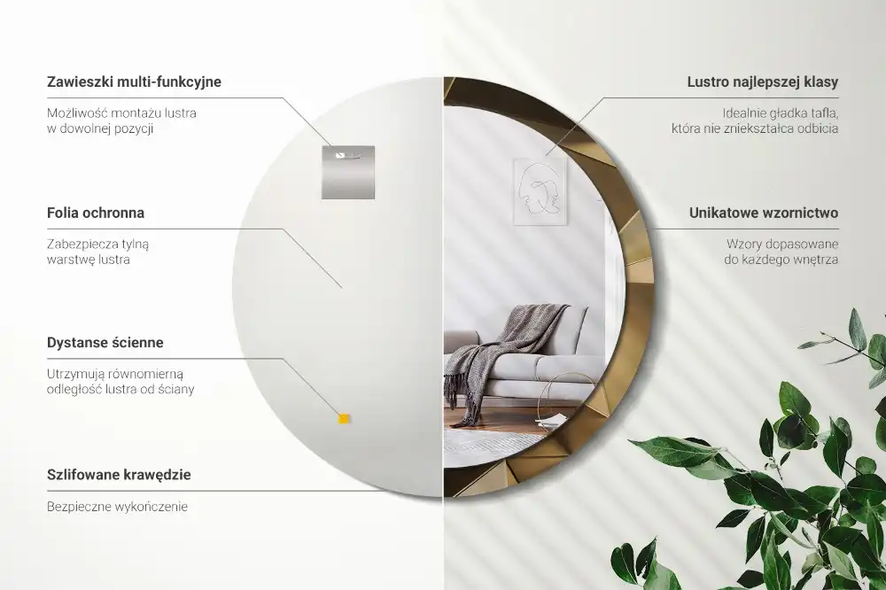 Kulaté dekorační zrcadlo na zeď moderní abstrakce
