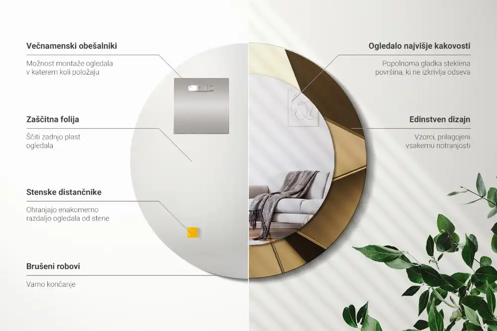 Kulaté dekorační zrcadlo na zeď moderní abstrakce