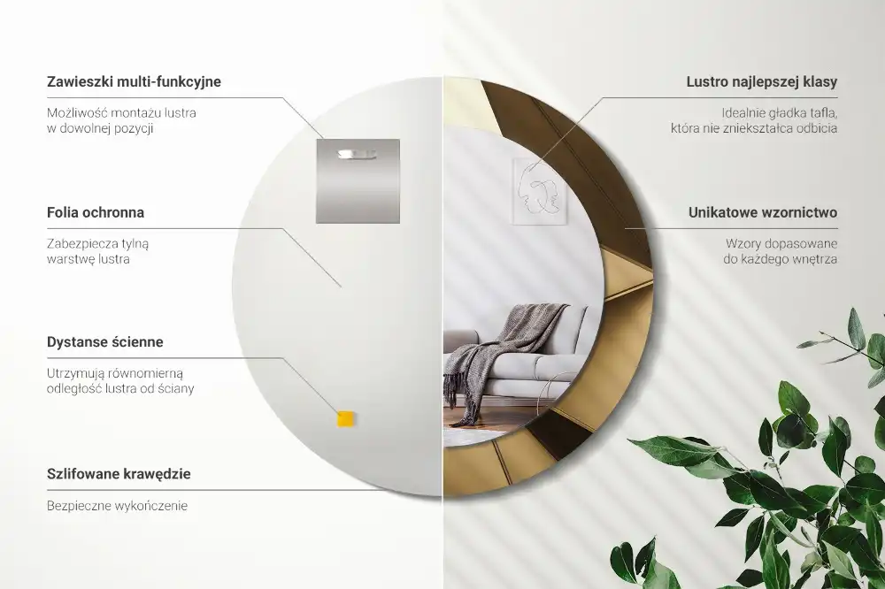 Kulaté dekorační zrcadlo na zeď moderní abstrakce