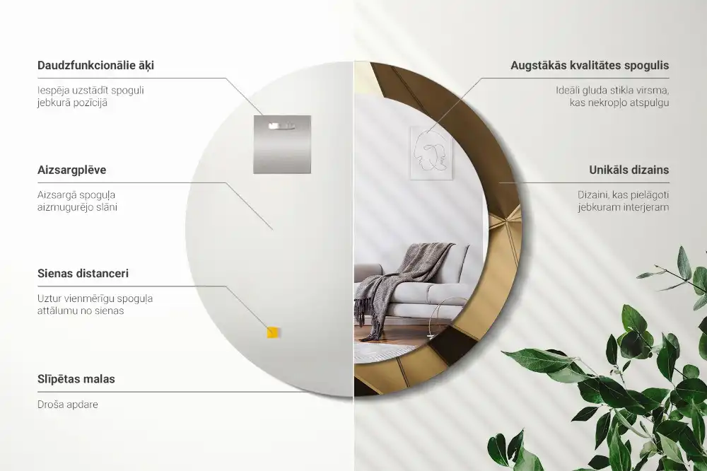 Kulaté dekorační zrcadlo na zeď moderní abstrakce
