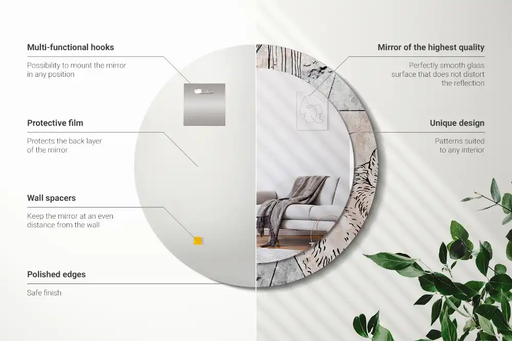 Kulaté dekorační zrcadlo na zeď abstraktní zvířata
