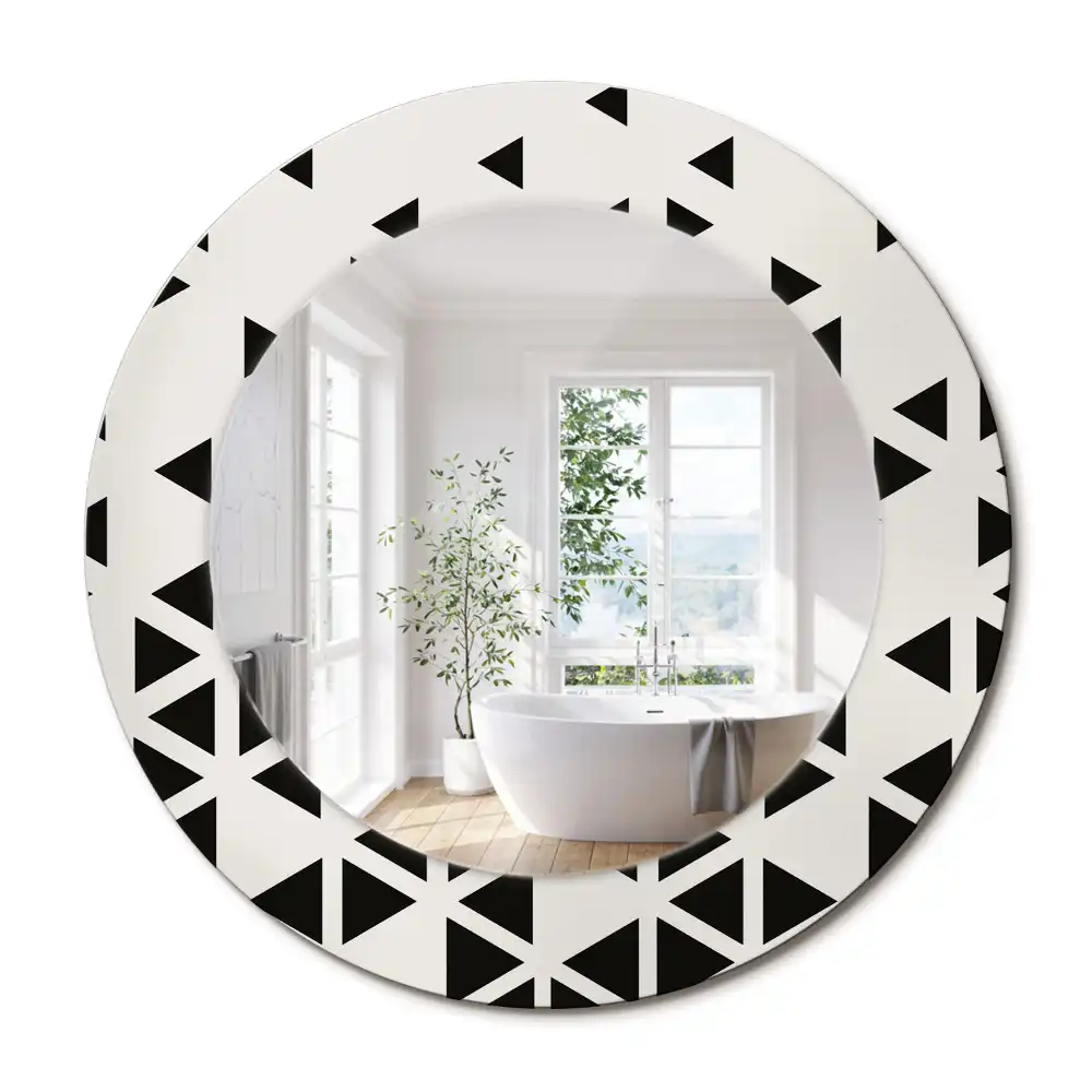 Kulaté zrcadlo tištěný rám abstraktní geometrie