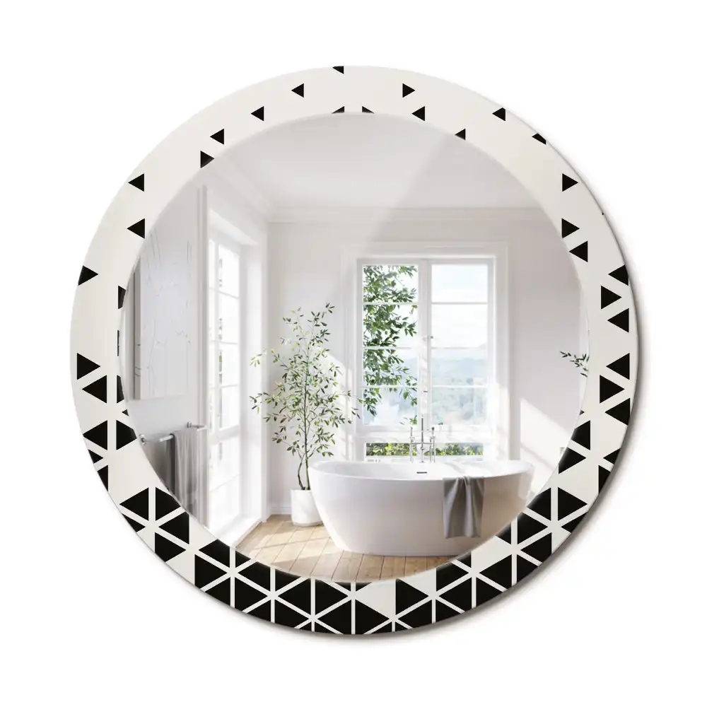 Kulaté zrcadlo tištěný rám abstraktní geometrie