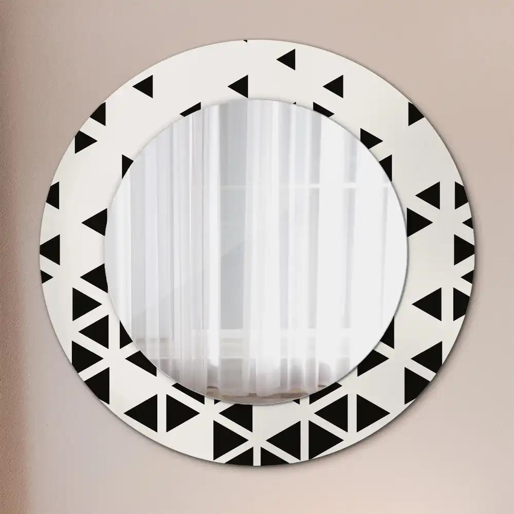 Kulaté zrcadlo tištěný rám abstraktní geometrie