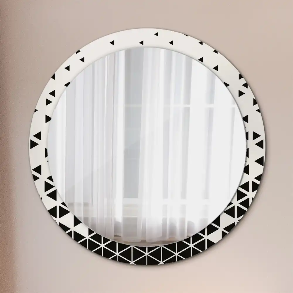Kulaté zrcadlo tištěný rám abstraktní geometrie