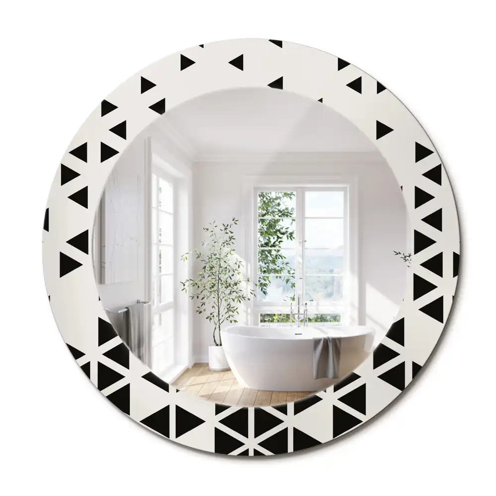 Kulaté zrcadlo tištěný rám abstraktní geometrie