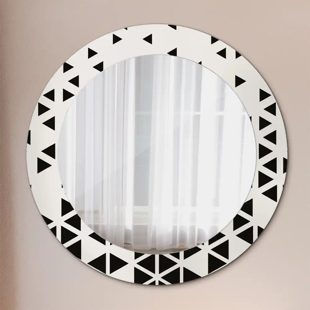 Kulaté zrcadlo tištěný rám abstraktní geometrie