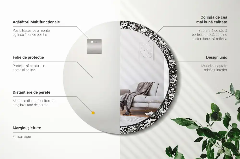 Kulaté dekorační zrcadlo na zeď graffiti s klauny