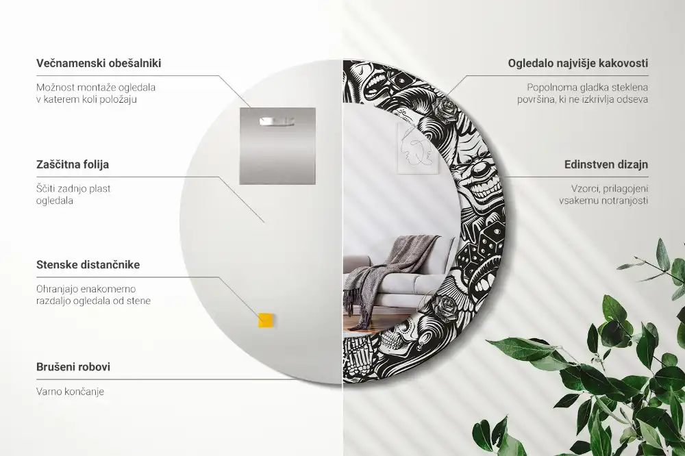 Kulaté dekorační zrcadlo na zeď graffiti s klauny