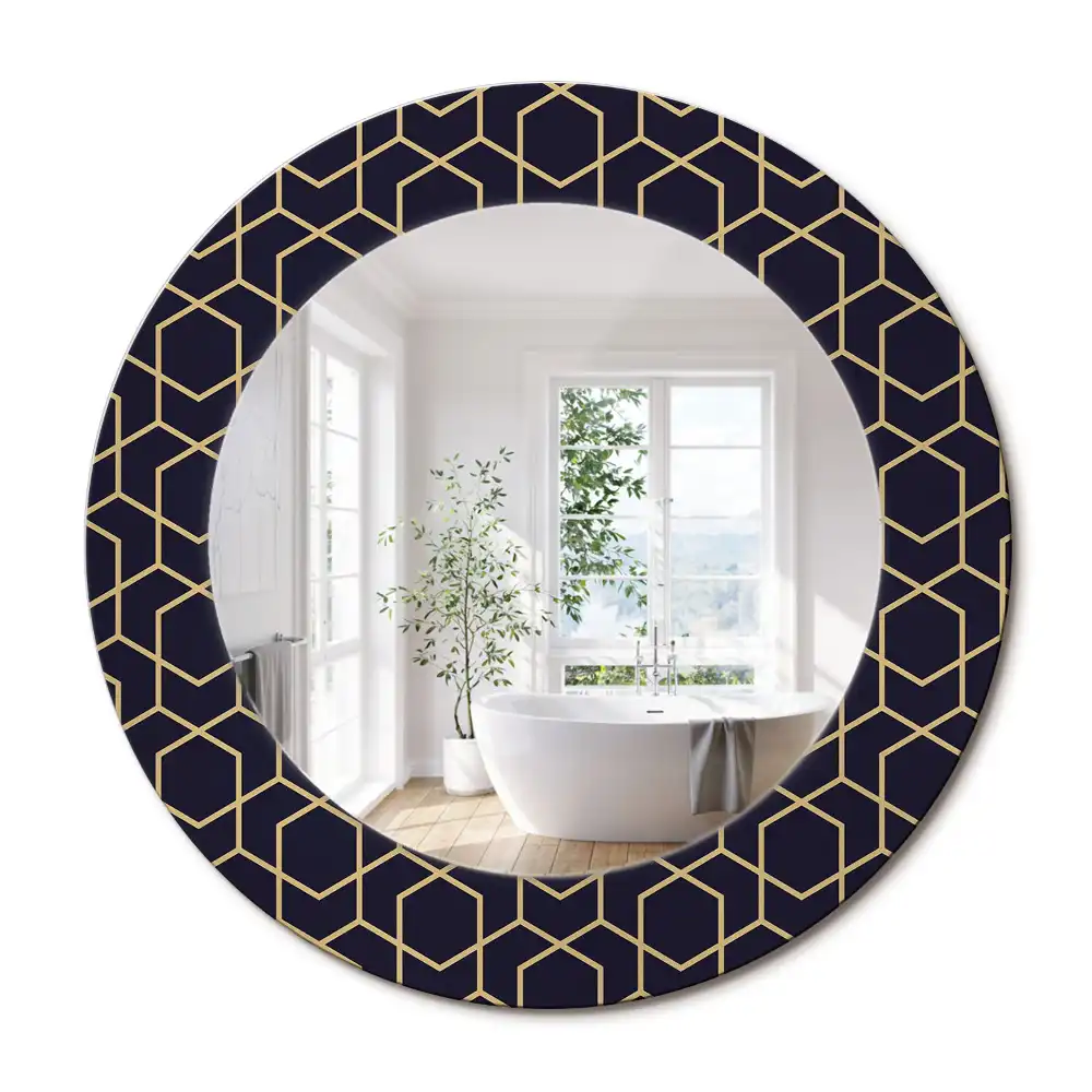 Kulaté dekorační zrcadlo na zeď geometricko-abstraktní