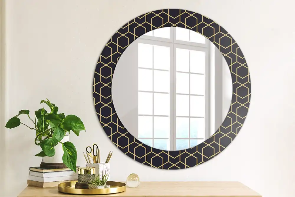 Kulaté dekorační zrcadlo na zeď geometricko-abstraktní