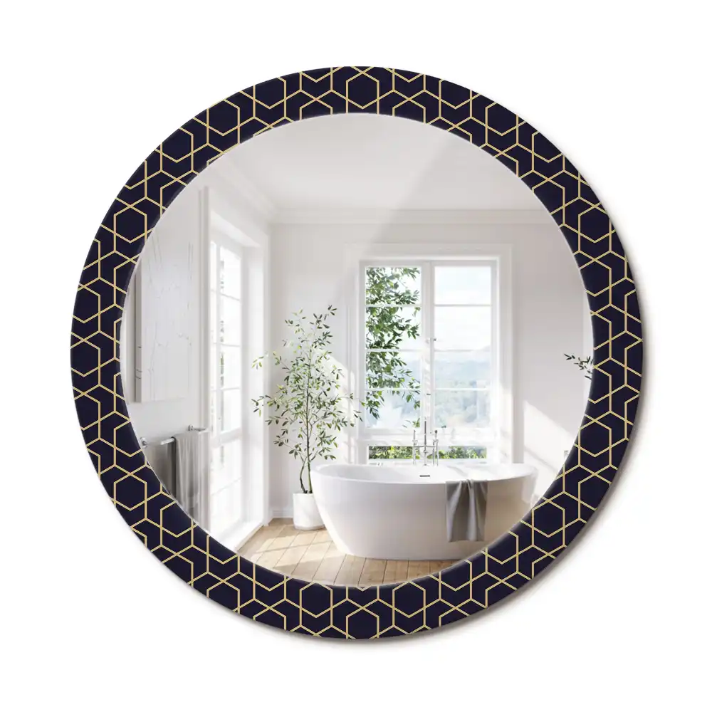 Kulaté dekorační zrcadlo na zeď geometricko-abstraktní
