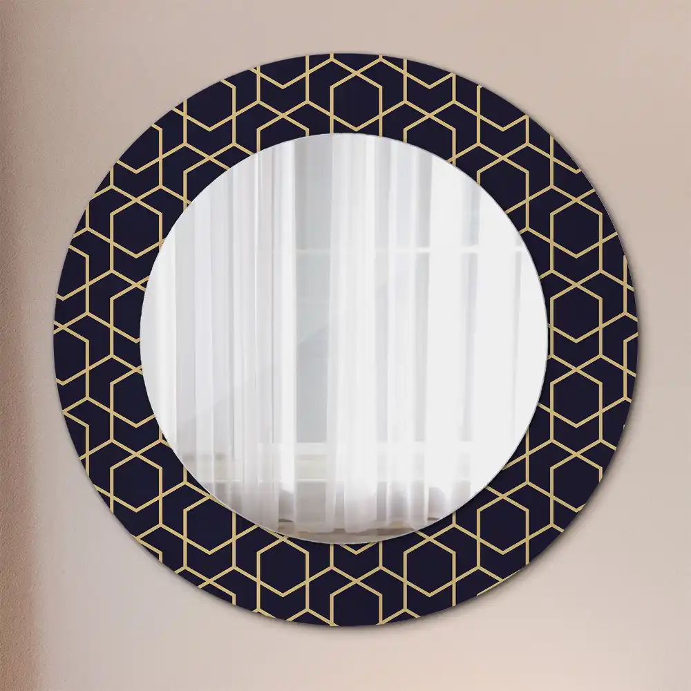 Kulaté dekorační zrcadlo na zeď geometricko-abstraktní