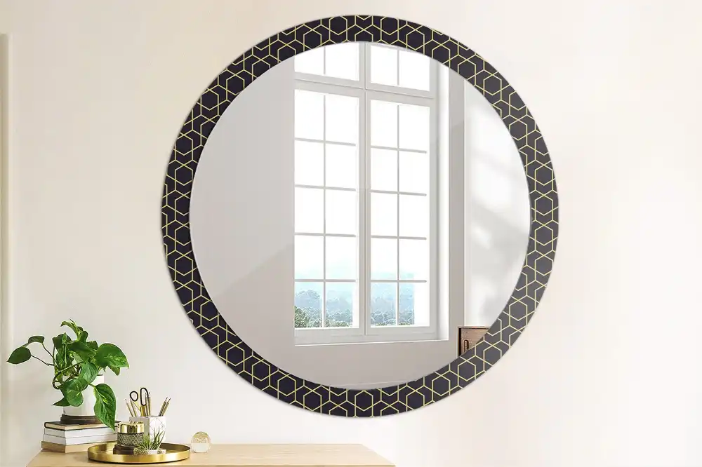 Kulaté dekorační zrcadlo na zeď geometricko-abstraktní