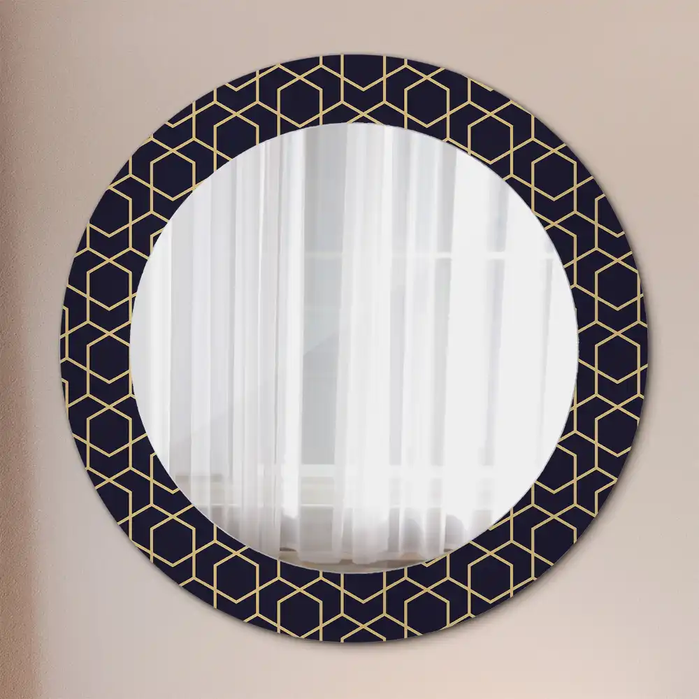 Kulaté dekorační zrcadlo na zeď geometricko-abstraktní