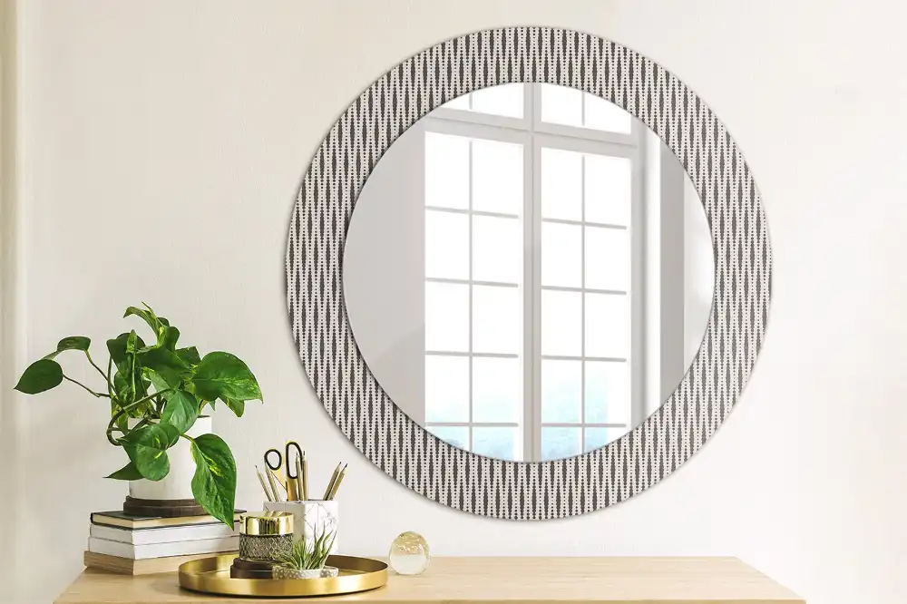 Kulaté dekorační zrcadlo na zeď vzor s geometrickými puntíky