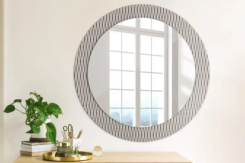Kulaté dekorační zrcadlo na zeď vzor s geometrickými puntíky
