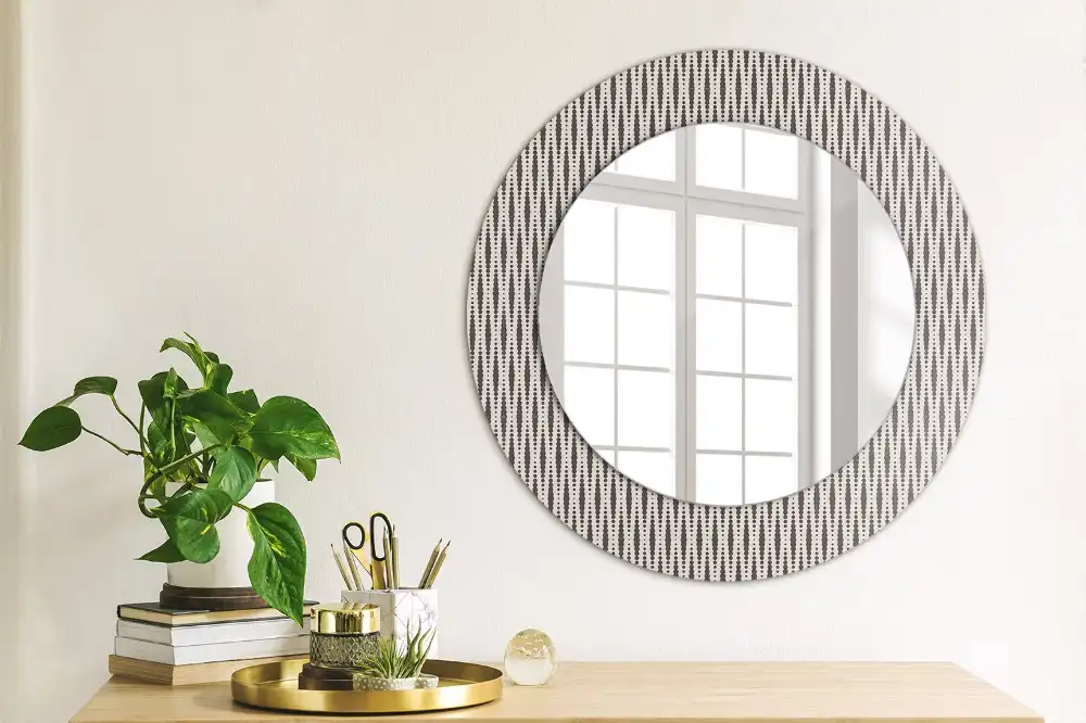 Kulaté dekorační zrcadlo na zeď vzor s geometrickými puntíky