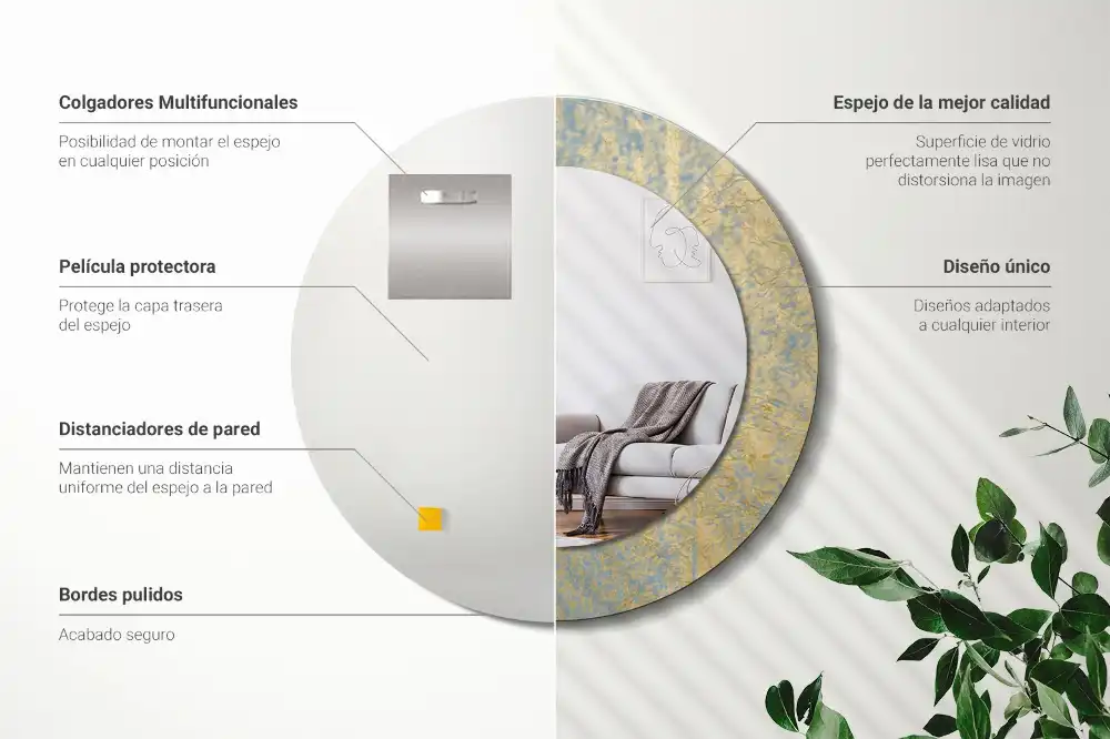 Kulaté dekorační zrcadlo na zeď vzor ve stylu loft