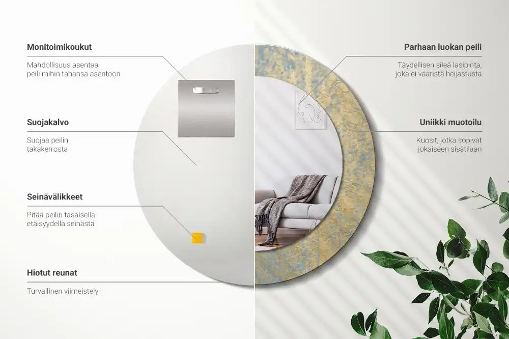 Kulaté dekorační zrcadlo na zeď vzor ve stylu loft