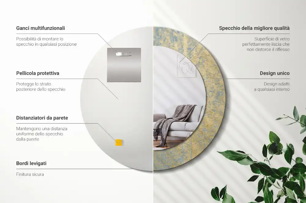 Kulaté dekorační zrcadlo na zeď vzor ve stylu loft