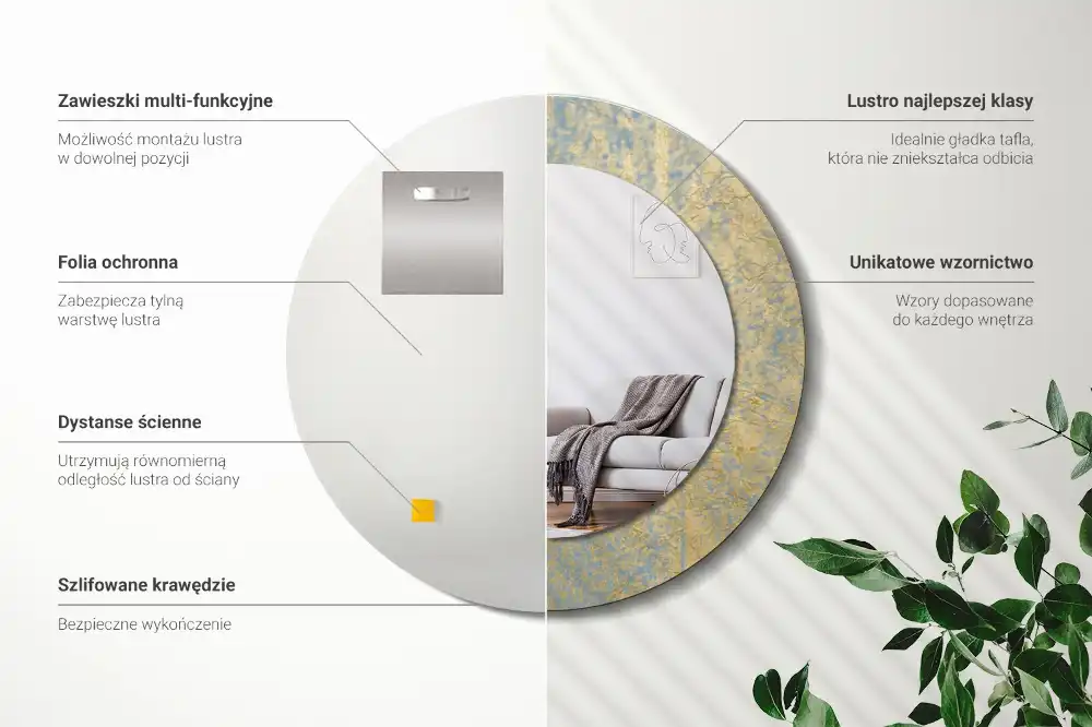 Kulaté dekorační zrcadlo na zeď vzor ve stylu loft