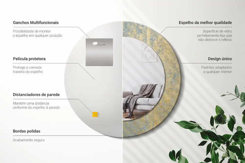 Kulaté dekorační zrcadlo na zeď vzor ve stylu loft