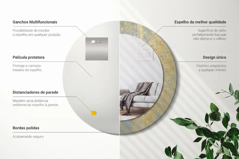 Kulaté dekorační zrcadlo na zeď vzor ve stylu loft