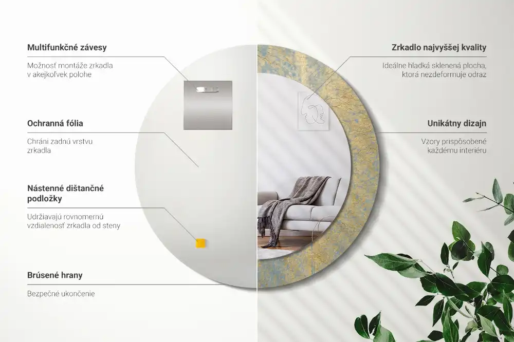 Kulaté dekorační zrcadlo na zeď vzor ve stylu loft