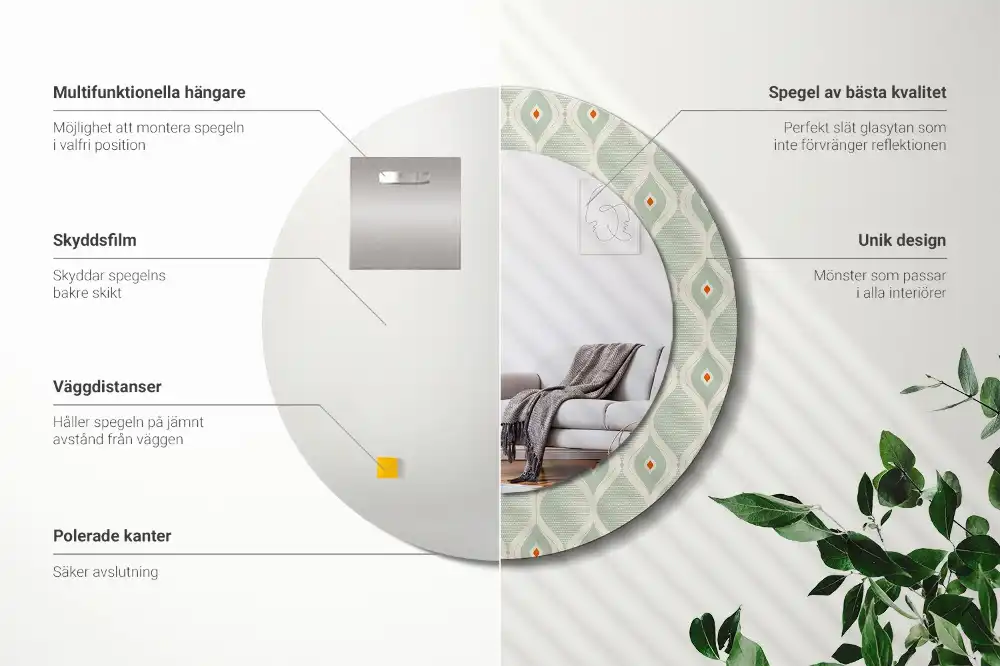 Kulaté dekorační zrcadlo na zeď tradiční vzor vintage