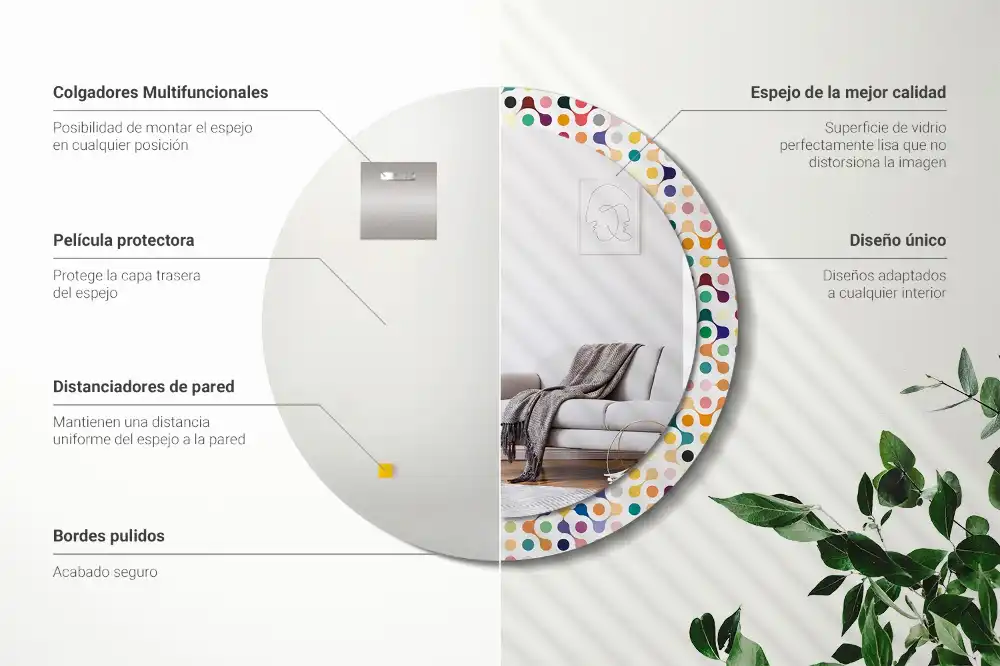 Kulaté dekorační zrcadlo na zeď puntíky ve stylu pop-art