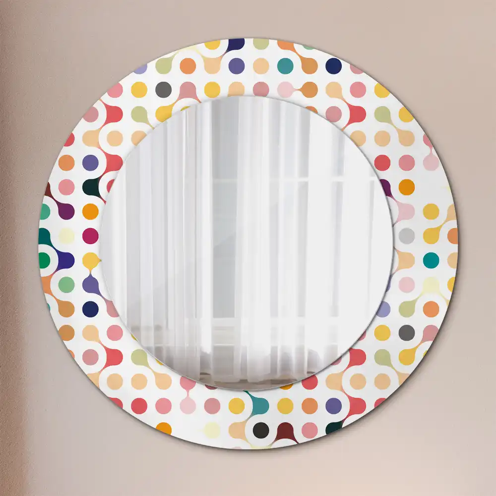 Kulaté dekorační zrcadlo na zeď puntíky ve stylu pop-art