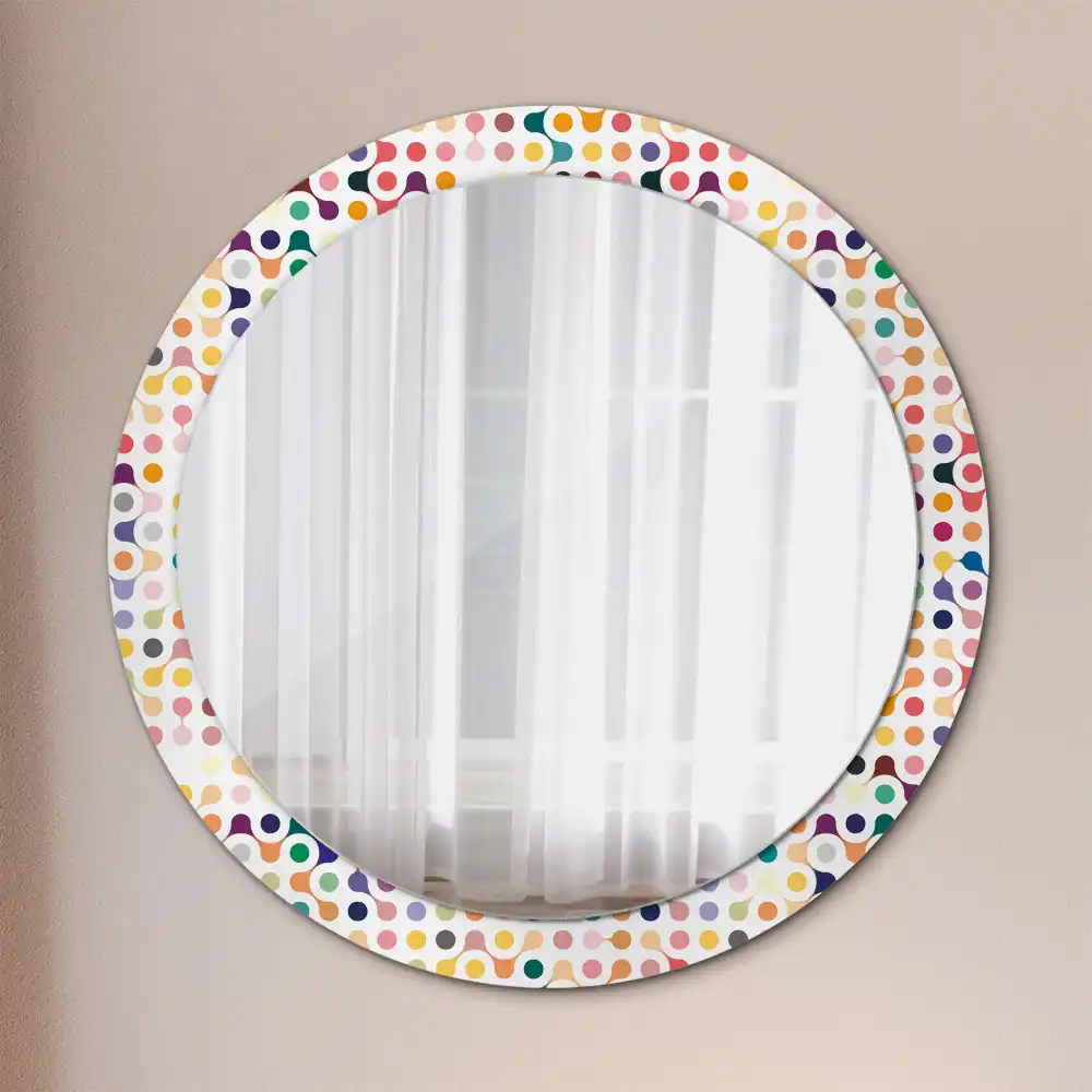 Kulaté dekorační zrcadlo na zeď puntíky ve stylu pop-art
