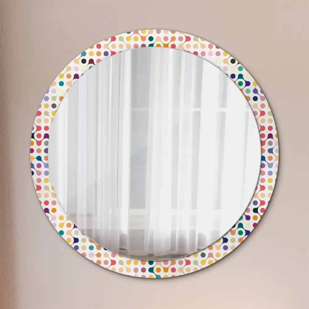 Kulaté dekorační zrcadlo na zeď puntíky ve stylu pop-art