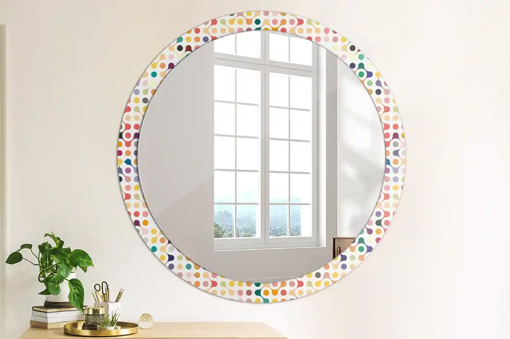 Kulaté dekorační zrcadlo na zeď puntíky ve stylu pop-art