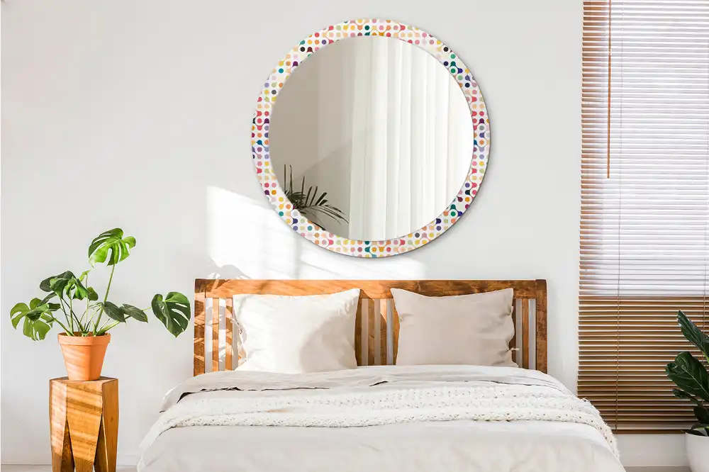 Kulaté dekorační zrcadlo na zeď puntíky ve stylu pop-art