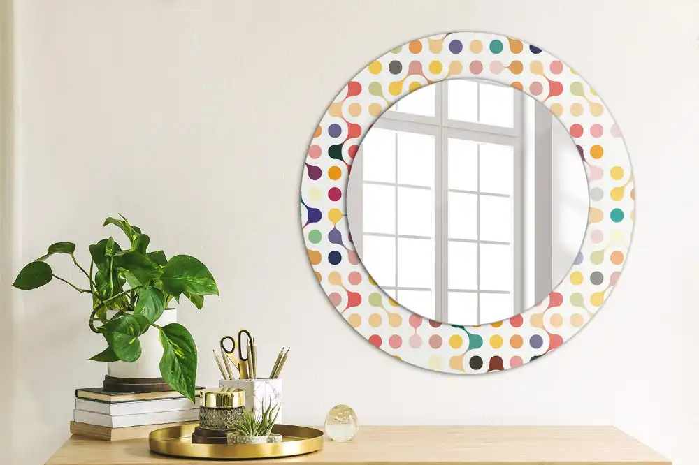 Kulaté dekorační zrcadlo na zeď puntíky ve stylu pop-art