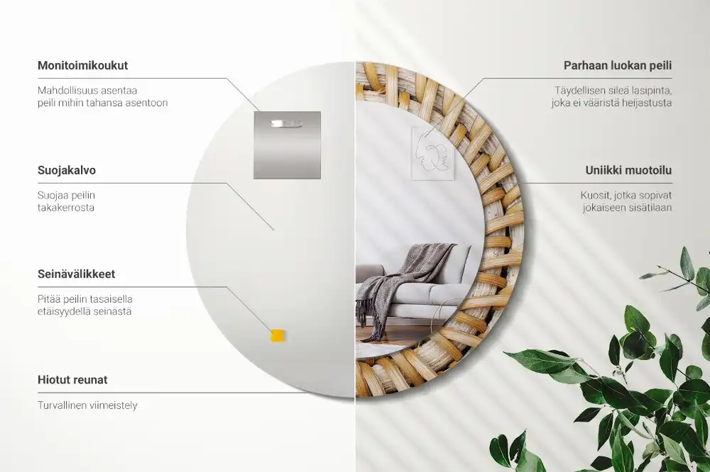 Kulaté dekorační zrcadlo na zeď pletený vzor