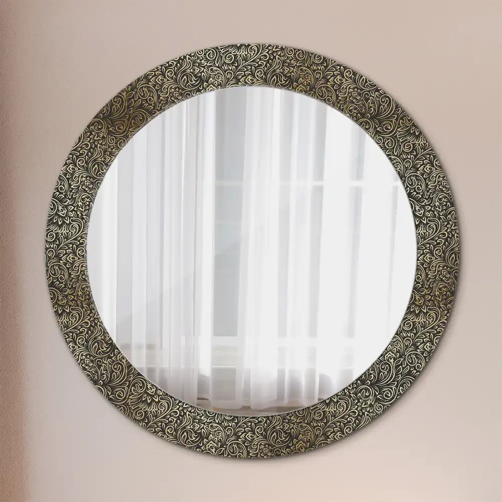 Kulaté dekorační zrcadlo na zeď květinový ornament