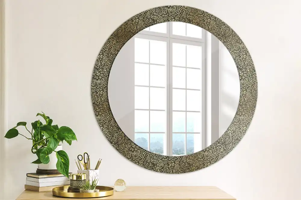 Kulaté dekorační zrcadlo na zeď květinový ornament