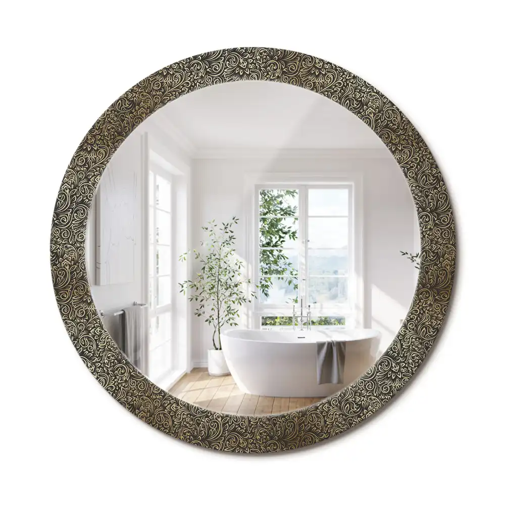 Kulaté dekorační zrcadlo na zeď květinový ornament