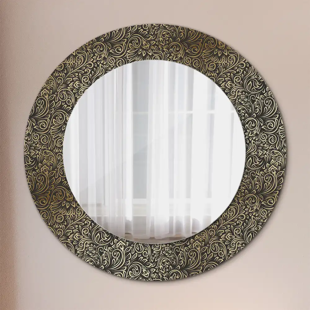 Kulaté dekorační zrcadlo na zeď květinový ornament