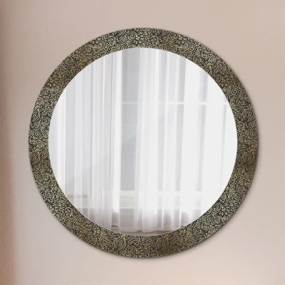 Kulaté dekorační zrcadlo na zeď květinový ornament