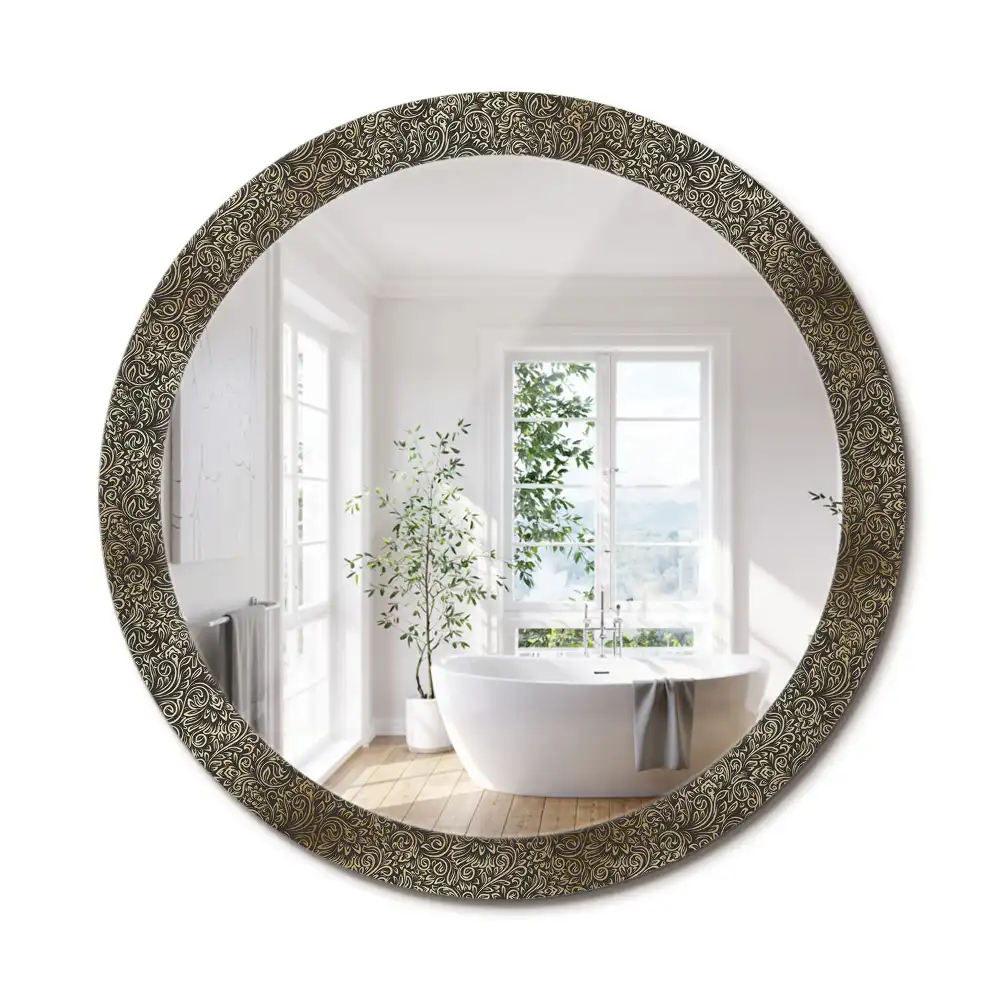 Kulaté dekorační zrcadlo na zeď květinový ornament