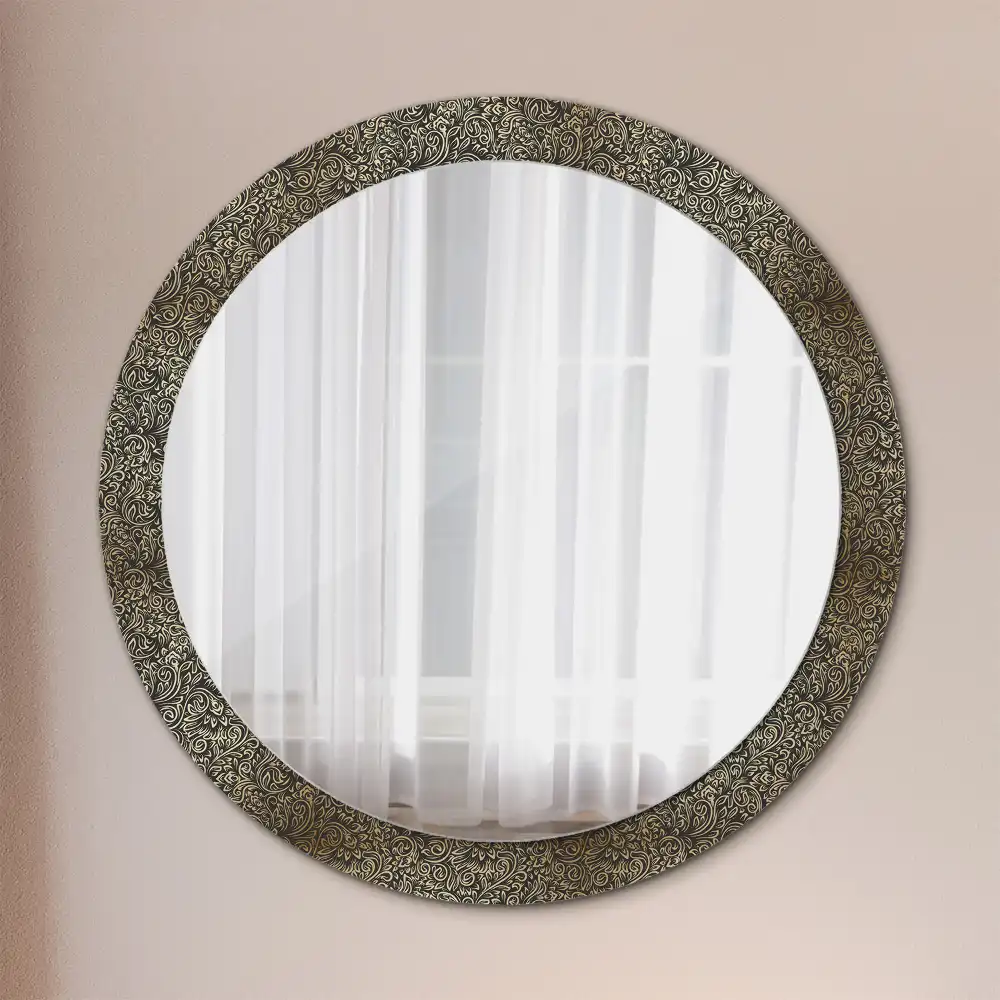 Kulaté dekorační zrcadlo na zeď květinový ornament