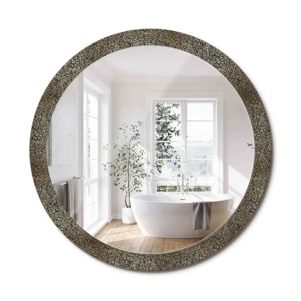Kulaté dekorační zrcadlo na zeď květinový ornament
