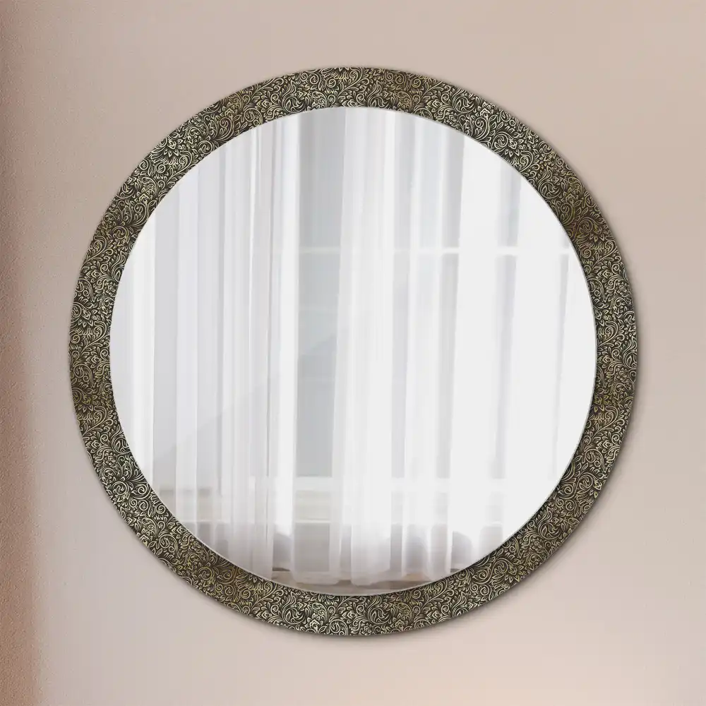 Kulaté dekorační zrcadlo na zeď květinový ornament