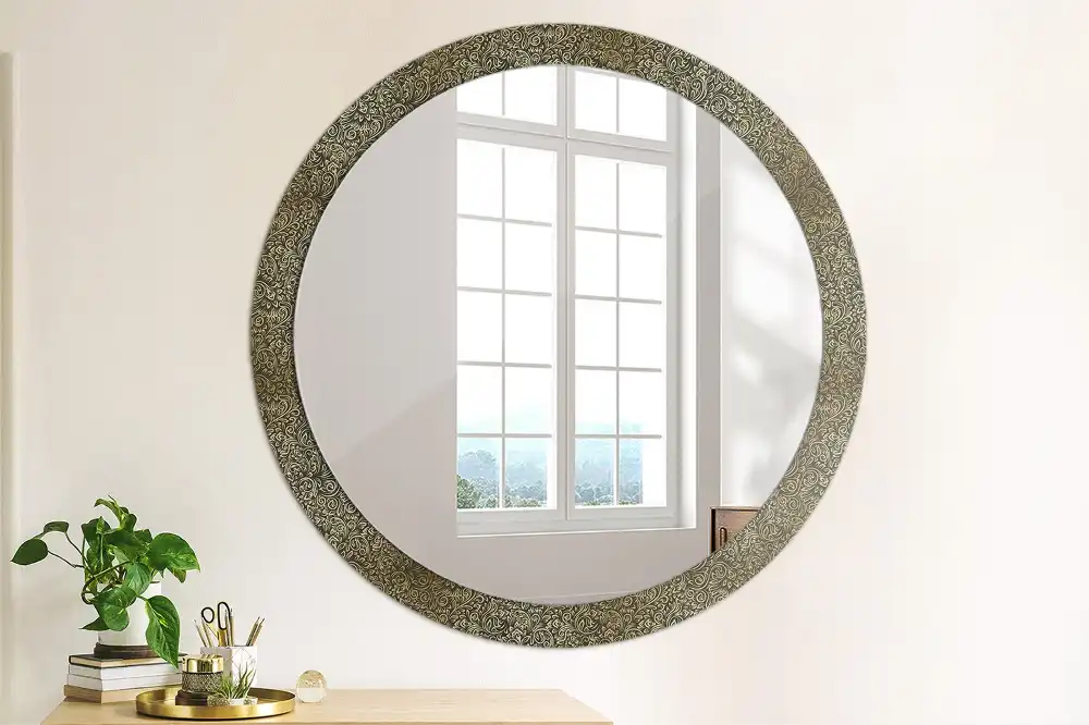 Kulaté dekorační zrcadlo na zeď květinový ornament