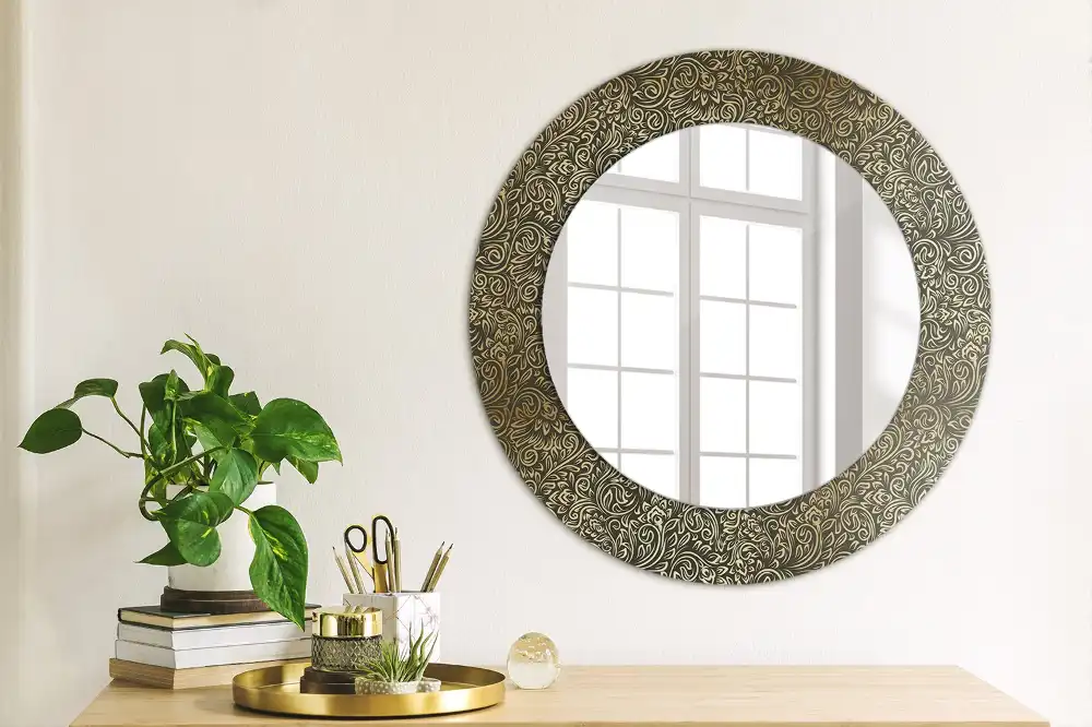 Kulaté dekorační zrcadlo na zeď květinový ornament