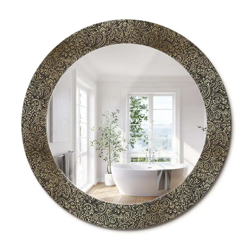 Kulaté dekorační zrcadlo na zeď květinový ornament